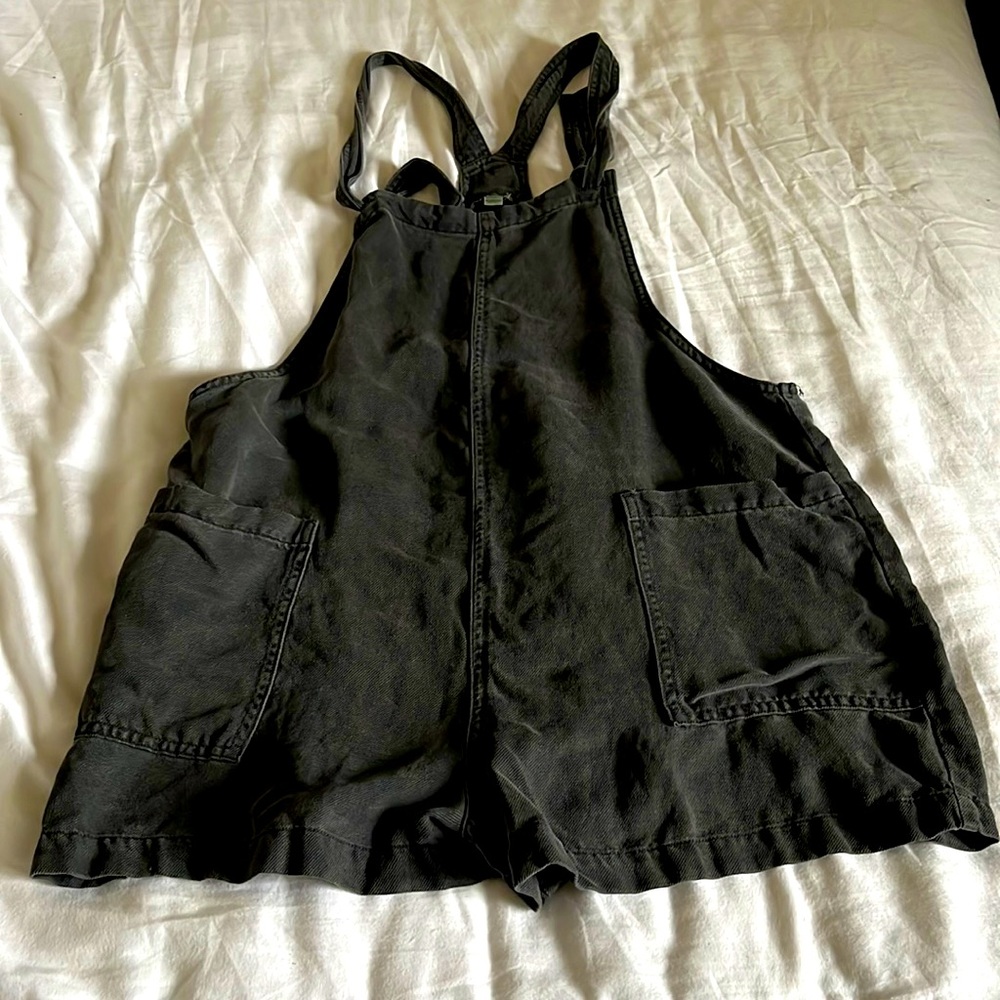 Aerie Black Denim Overalls